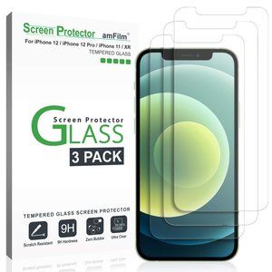 [3 Pack] iPhone 12 / 12 Pro / 11 / XR Glass Screen Protector + Installation Tool